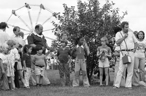 The NALREC picnics of the early days featured games, rides and dunkings in the dunk tank. Photo: Fermilab