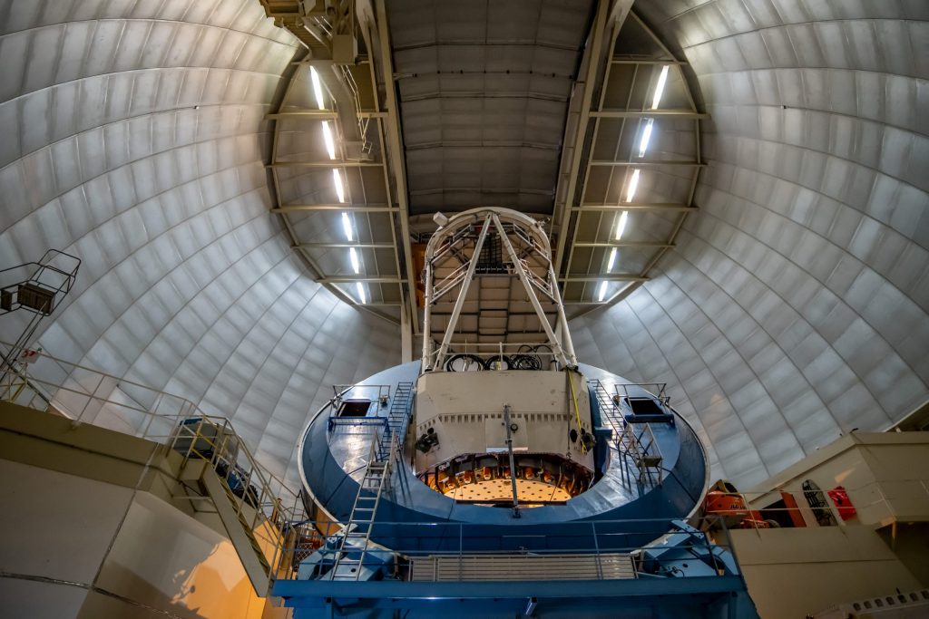 The Dark Energy Spectroscopic Instrument will attach to the Mayall Telescope at Kitt Peak National Observatory, shown here. Photo: Marilyn Chung/Lawrence Berkeley National Laboratory