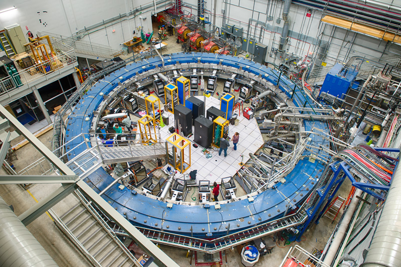 Muons for the Muon g-2 experiment are stored in this electromagnet storage ring. Photo: Reidar Hahn