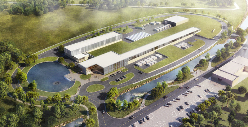 This architectural rendering shows the buildings that will house the new PIP-II accelerators. Credit: Fermilab