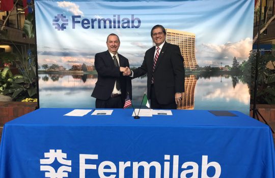 Fermilab signs an agreement with the University of Colima in February 2017. Photo: Reidar Hahn