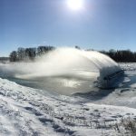 This was captured at the Main Injector pond spray header on a cold January afternoon. Photo: Arvydas Vasonis, landscape, nature, winter, snow, ice, sky, sun