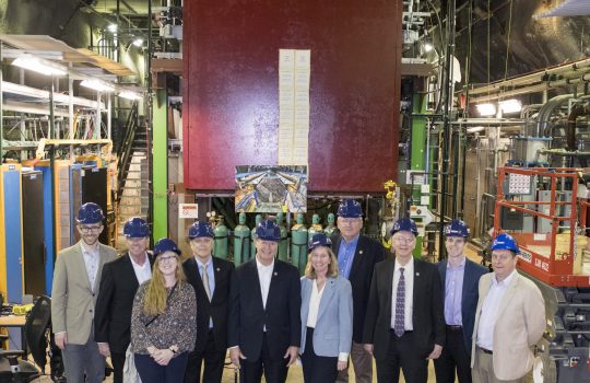 A tour of the MINERvA neutrino experiment was one of the highlights of the program for members and staff of the House Science Committee. Photo: Reidar Hahn