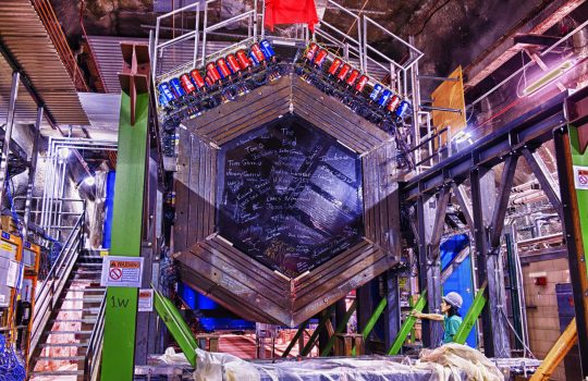 Scientists at Fermilab use the MINERvA to make measurements of neutrino interactions that can support the work of other neutrino experiments. Photo: Reidar Hahn