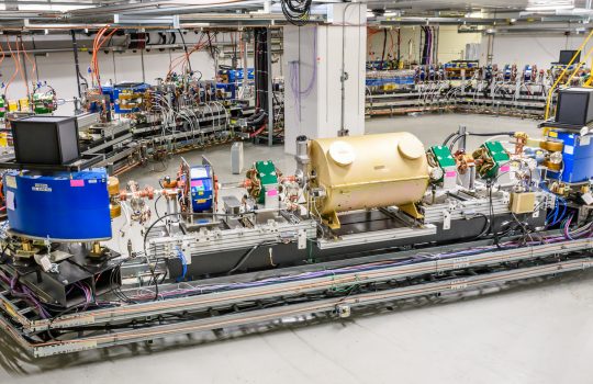 Fermilab's 40-meter-circumference IOTA — the Integrated Optics Test Accelerator — saw first beam on Aug. 21. Photo: Giulio Stancari