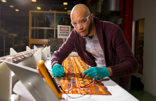 Marcellus Parker is the the floor supervisor of the technicians who make superconducting magnets for the High-Luminosity Accelerator Upgrade Program. Photo: Reidar Hahn