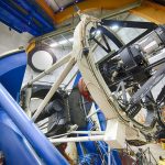 The Dark Energy Camera mounted on the 4-meter Blanco telescope at the Cerro Tololo Inter-American Observatory in Chile. The final day of data-taking for the Dark Energy Survey is Jan. 9.