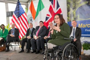 Senator Tammy Duckworth described Fermilab as a "uniting place where we bring scientists from all around the Earth to answer the questions of humanity." Photo: Reidar Hahn