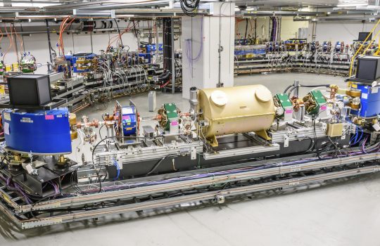 Fermilab's optical stochastic cooling experiment is now under way at the 40-meter-circumference Integrable Optics Test Accelerator, a versatile particle storage ring designed to pursue innovations in accelerator science. Photo: Giulio Stancari, Fermilab