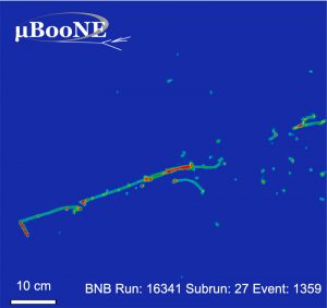 Particle track in MicroBooNE detector