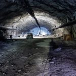 A recently-excavated underground tunnel