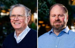 Peter Garbincius, left, and Robert Zwaska have been named Fellows of the American Association for the Advancement of Science, one of the highest honors in the scientific community. This recognition highlights their distinguished contributions to particle physics, accelerator technology and scientific outreach.