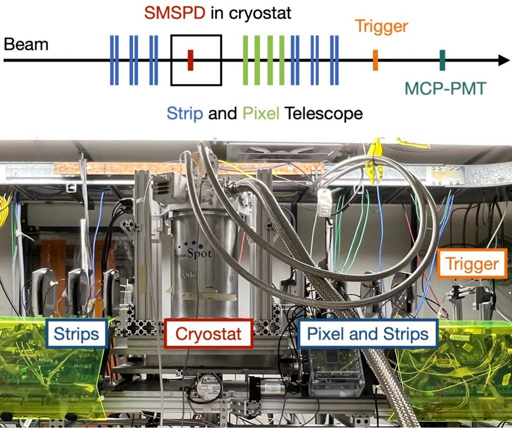 the experimental setup of the superconducting microwire single-photon detector at Fermilab