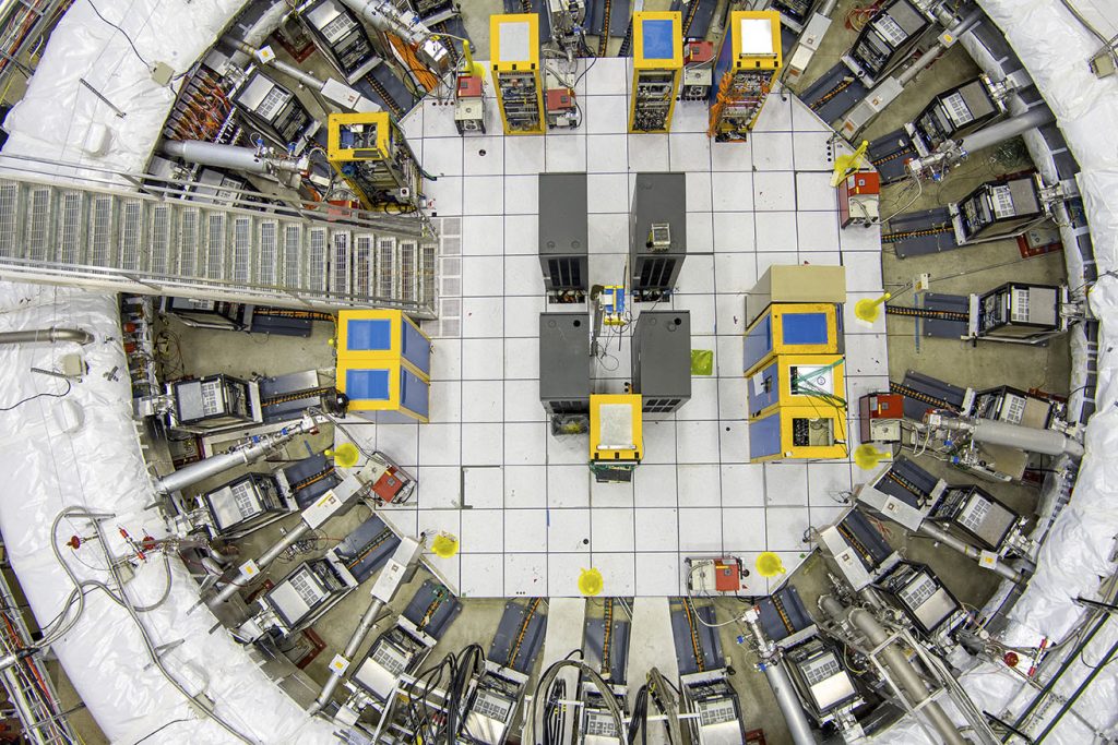 The June 3, 2025 results from Fermilab represents analysis of the experiment’s best-quality data as a result of tweaks and enhancements to the experiment in 2023 that improved the quality of the muon beam and reduced uncertainties. Credit, Ryan Postel, Fermilab