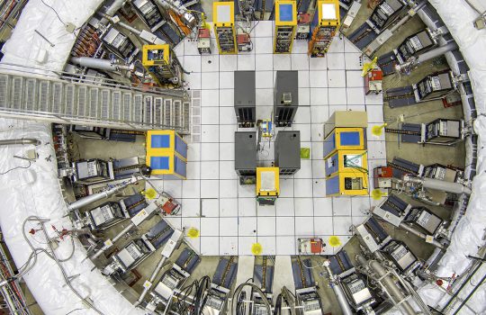 The June 3, 2025 results from Fermilab represents analysis of the experiment’s best-quality data as a result of tweaks and enhancements to the experiment in 2023 that improved the quality of the muon beam and reduced uncertainties. Credit, Ryan Postel, Fermilab