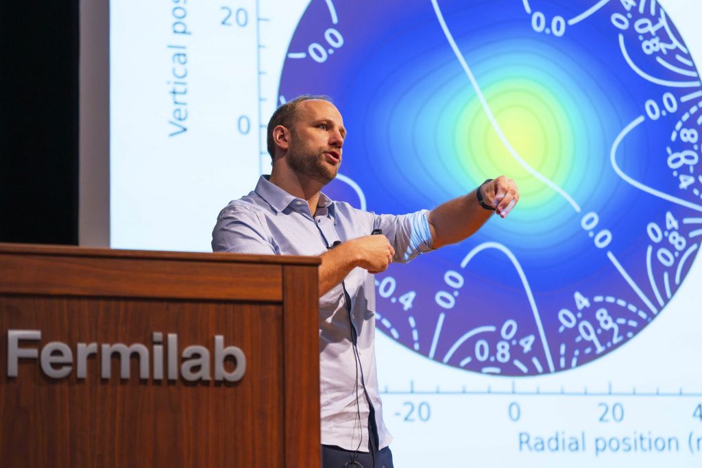 The Muon g-2 collaboration presented their third and final measurement results of the muon magnetic on June 3, 2025, at Fermilab. Credit: Ryan Postel, Fermilab