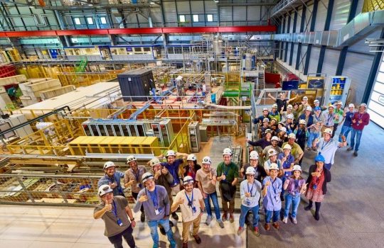 The ProtoDUNE team at CERN is testing technology to be used in the Deep Underground Neutrino Experiment in the United States. Credit: Sowjanya Gollapinni, DUNE