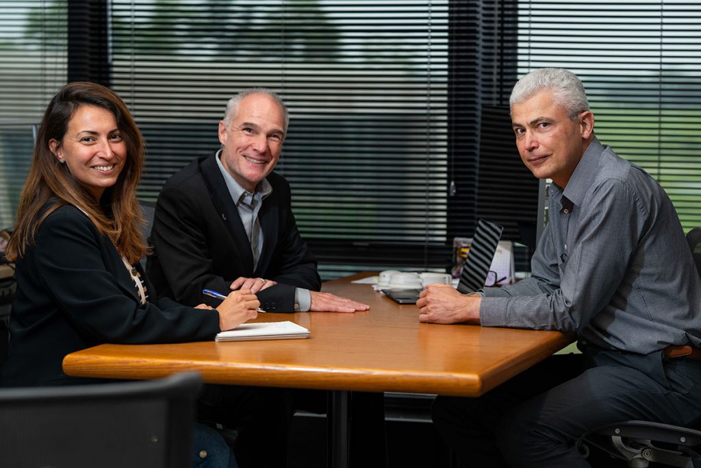 Fermilab's associate laboratory directors are, left to right, Anna Grassellino, Doug Glenzinski and Alexander Valishev. Credit: Ryan Postel, Fermilab