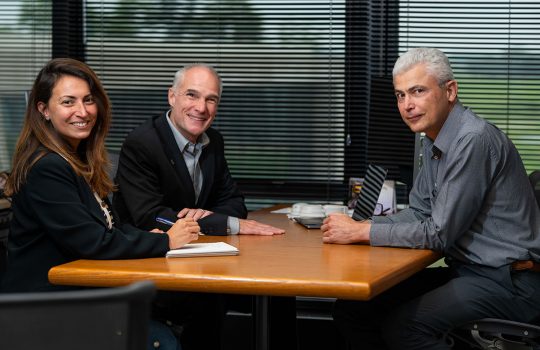 Fermilab's associate laboratory directors are, left to right, Anna Grassellino, Doug Glenzinski and Alexander Valishev. Credit: Ryan Postel, Fermilab