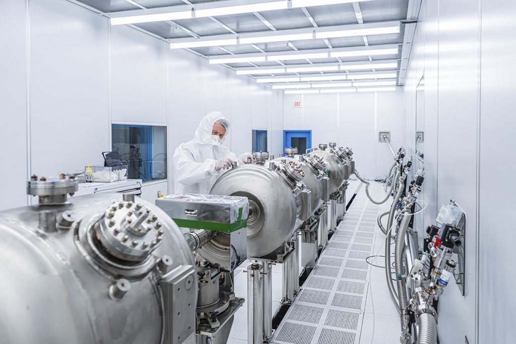 Superconducting radio-frequency cavities are being assembled and tested for installation at the Proton Improvement Plan-II, part of the Fermilab Accelerator Complex. By fine tuning the cavities’ resonance, scientists can optimize accelerator performance. Credit: Ryan Postel, Fermilab