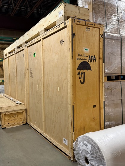 Anode plane assemblies and other components for DUNE’s far site are staged at a warehouse in Rapid City, South Dakota, prior to their installation. Credit: Taylor Smith, Fermilab