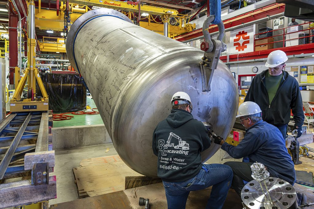 The MAGNES cryomodule was installed at the High Field Vertical Magnetic Test Facility on November 3, 2025. Credit: JJ Starr, Fermilab