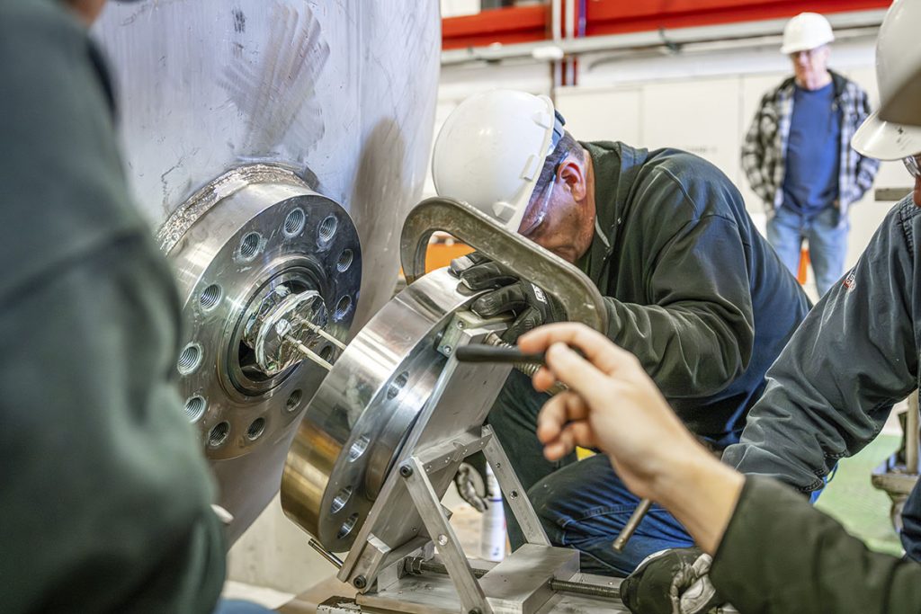 The MAGNES cryomodule was installed at the High Field Vertical Magnetic Test Facility on November 3, 2025. Credit: JJ Starr, Fermilab